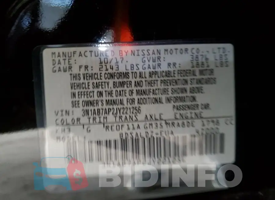 3N1AB7AP2JY221256 Photo# 12