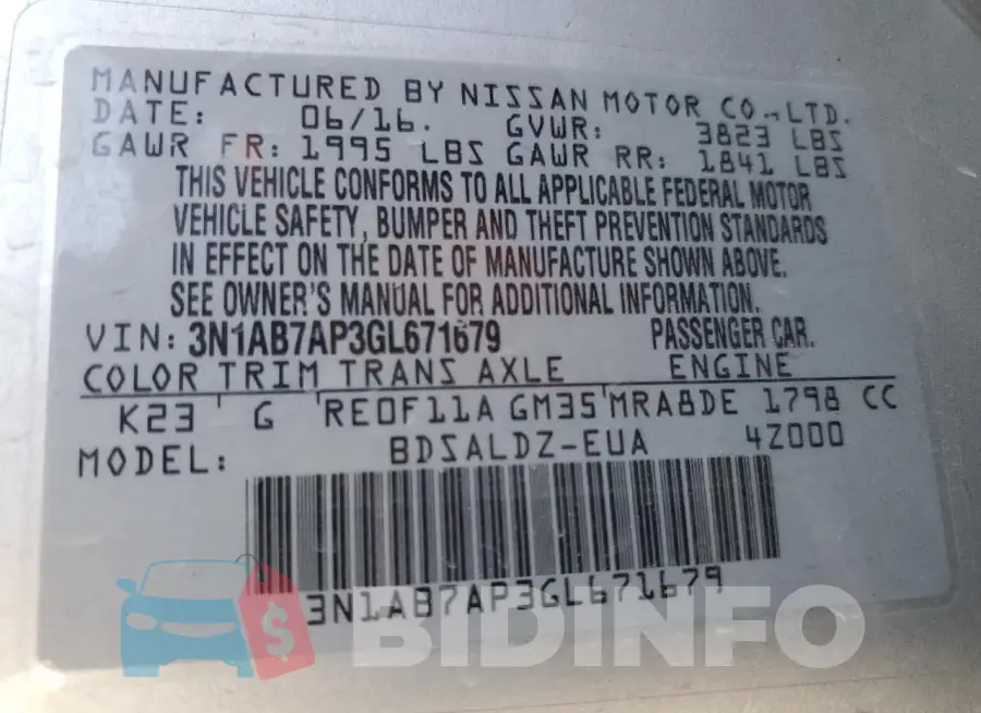 3N1AB7AP3GL671679 Photo# 13