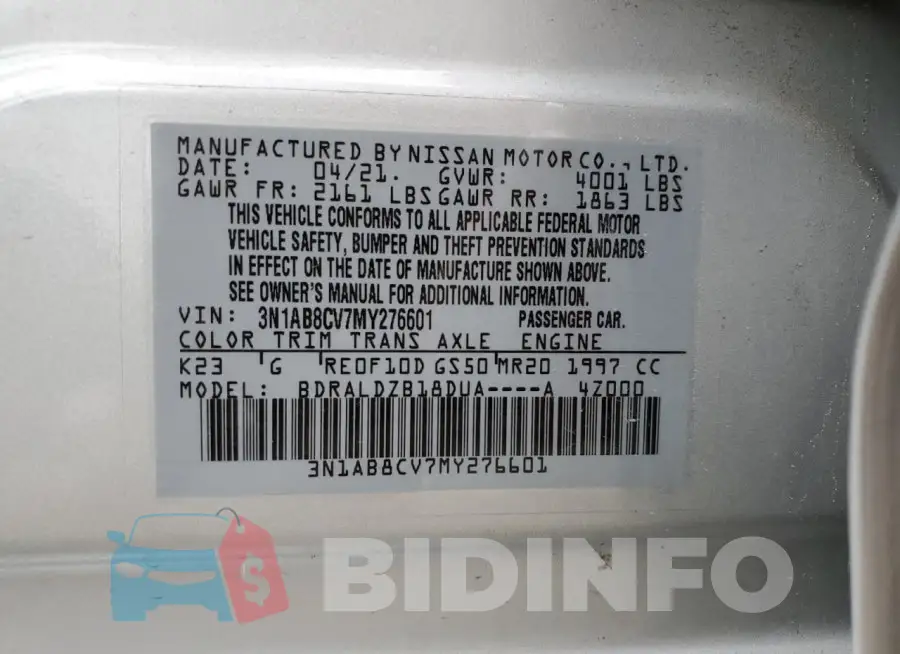 3N1AB8CV7MY276601 Photo# 12