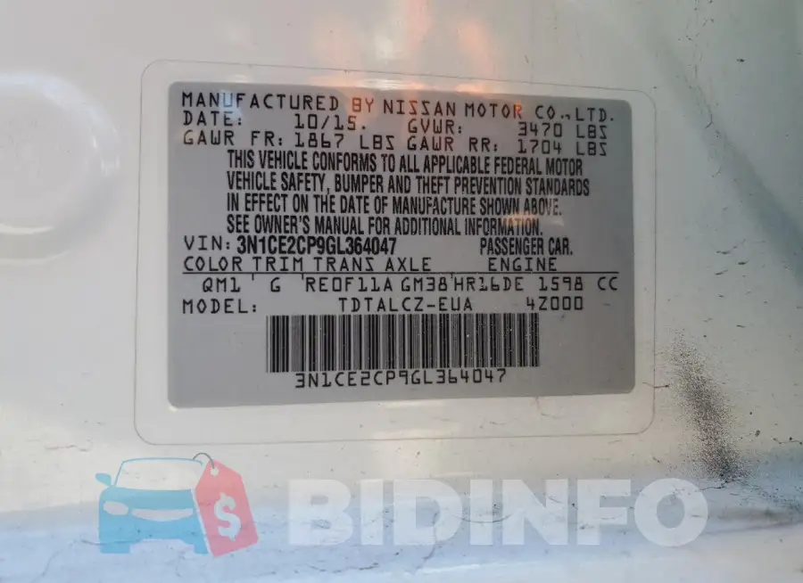 3N1CE2CP9GL364047 Photo# 12