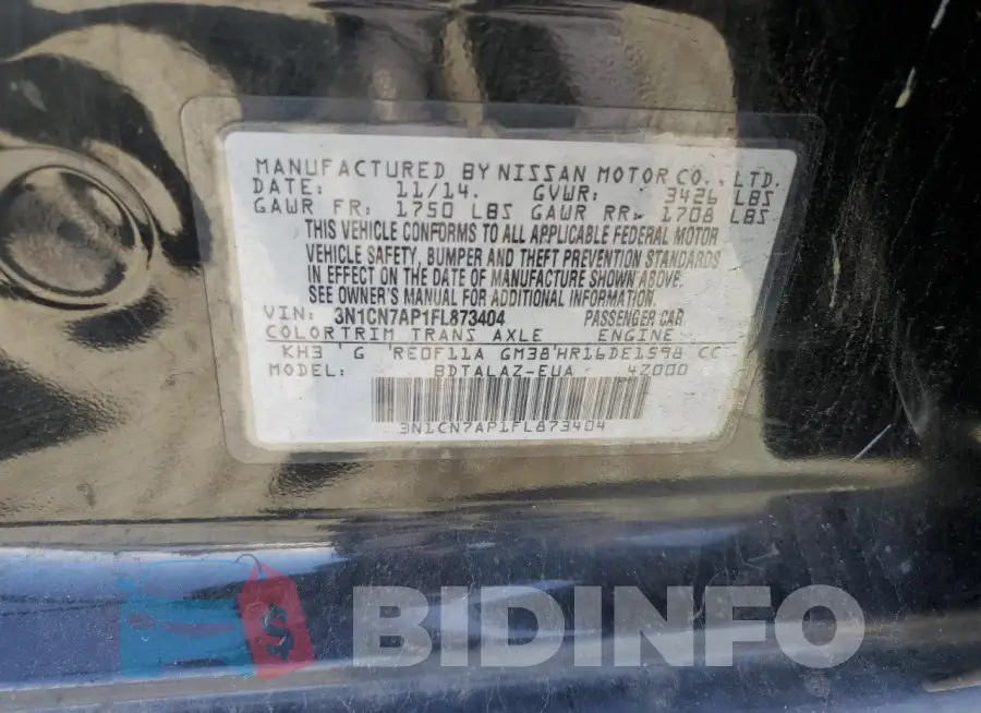 3N1CN7AP1FL873404 Photo# 13