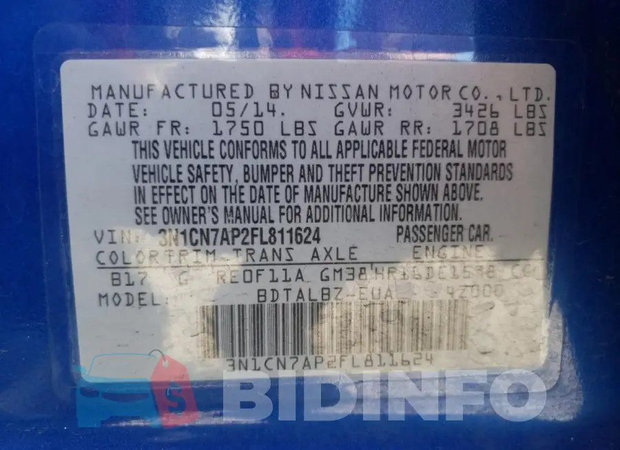 3N1CN7AP2FL811624 Photo# 12