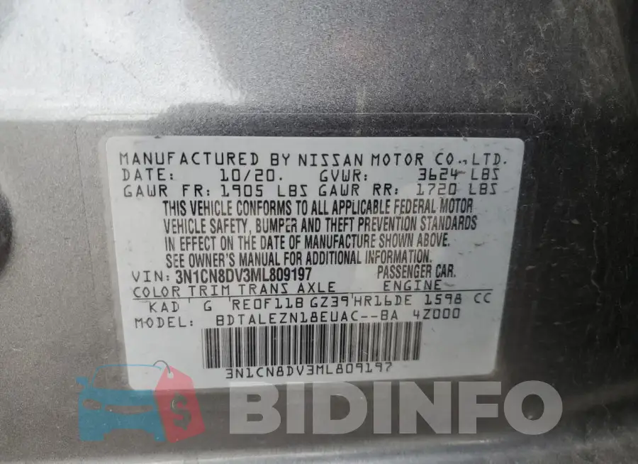 3N1CN8DV3ML809197 Photo# 13