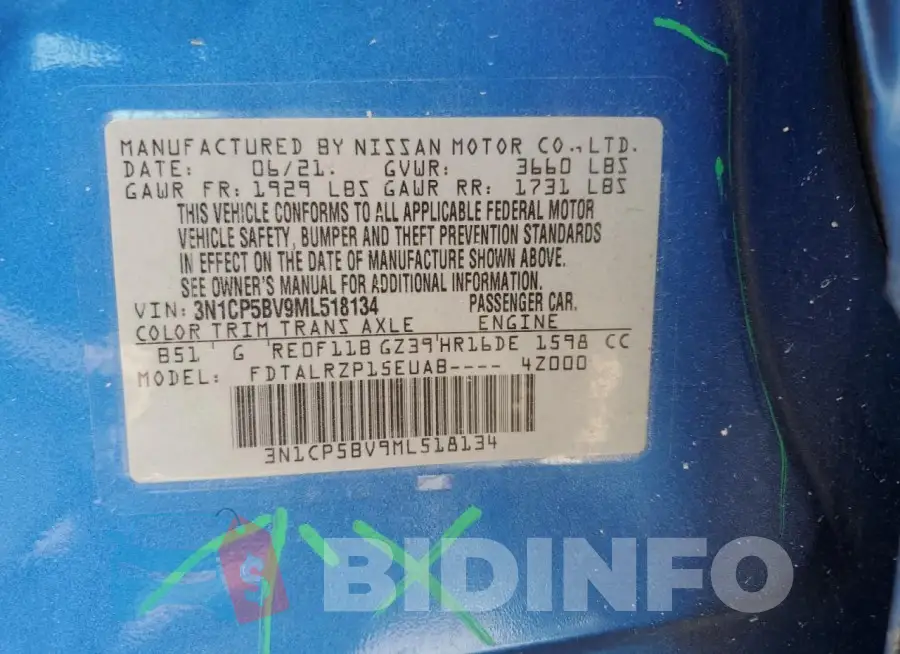 3N1CP5BV9ML518134 Photo# 13