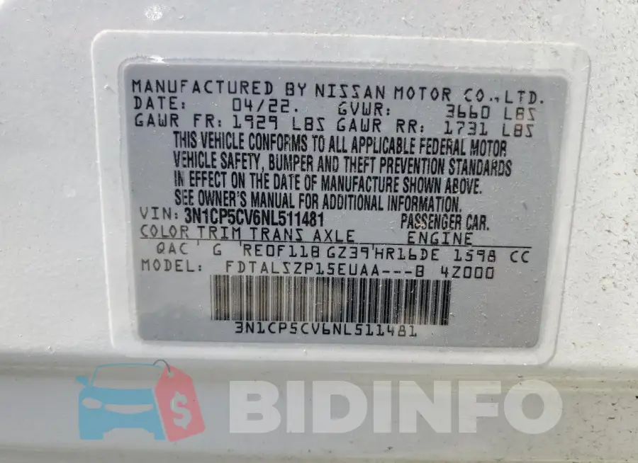 3N1CP5CV6NL511481 Photo# 13