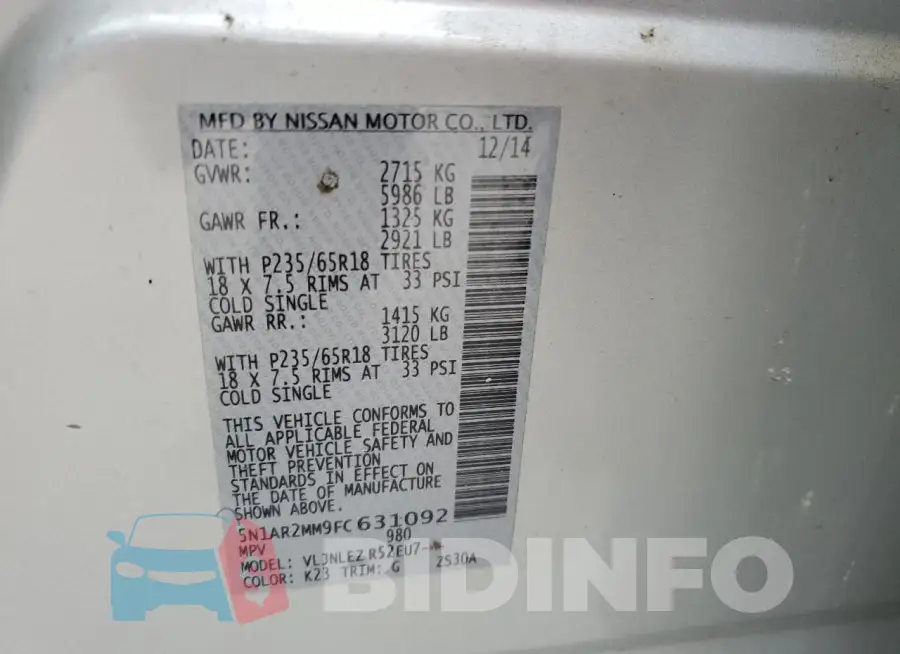 5N1AR2MM9FC631092 Photo# 13