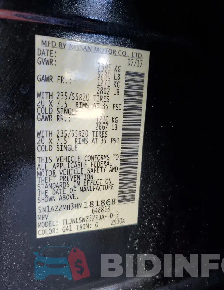 5N1AZ2MH3HN181868 Photo# 13