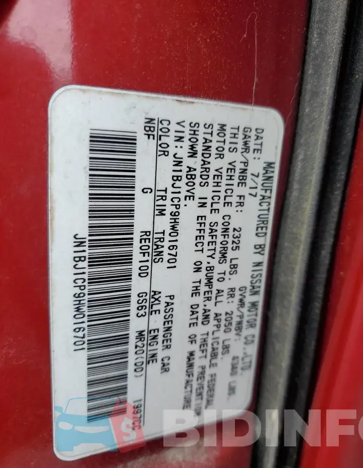 JN1BJ1CP9HW016701 Photo# 12