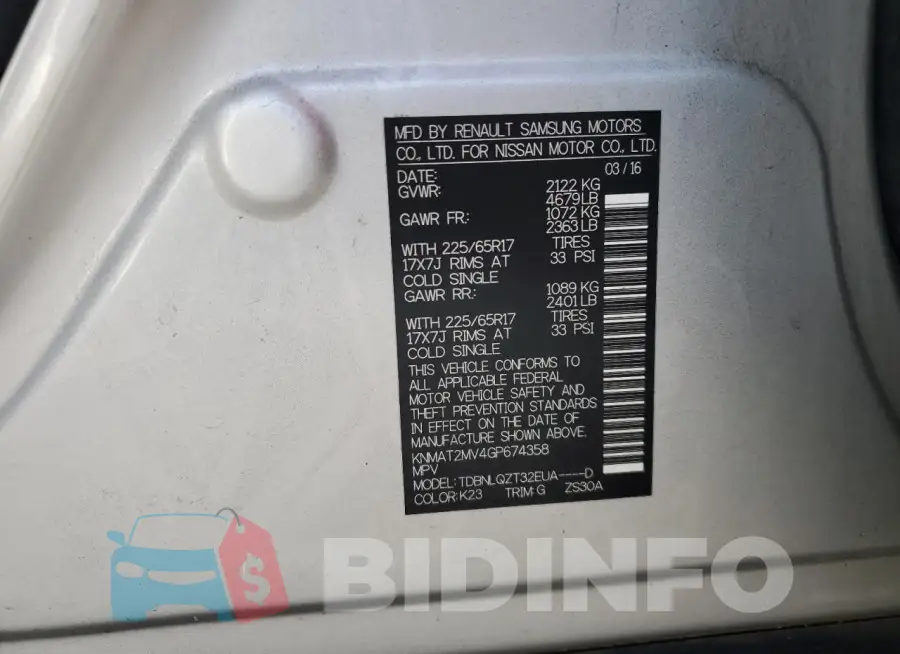 KNMAT2MV4GP674358 Photo# 12