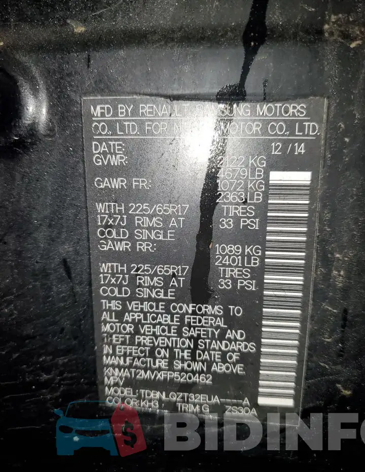 KNMAT2MVXFP520462 Photo# 14
