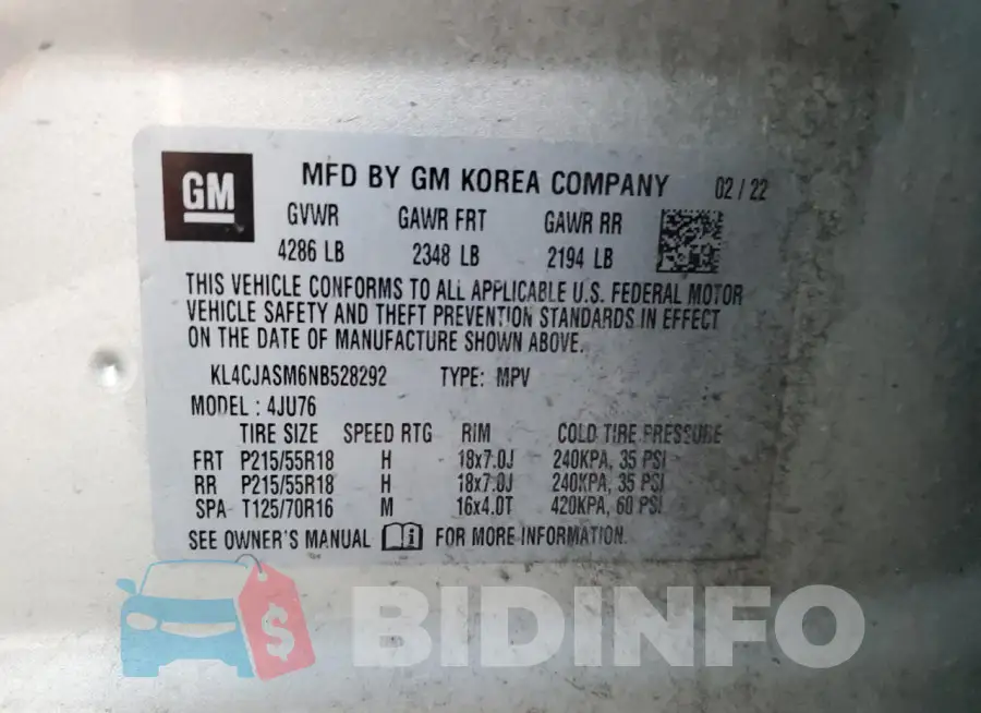 KL4CJASM6NB528292 Photo# 13