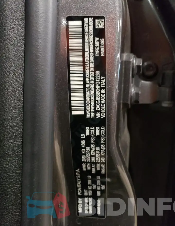 ZACCJBBB0HPG12239 Photo# 13