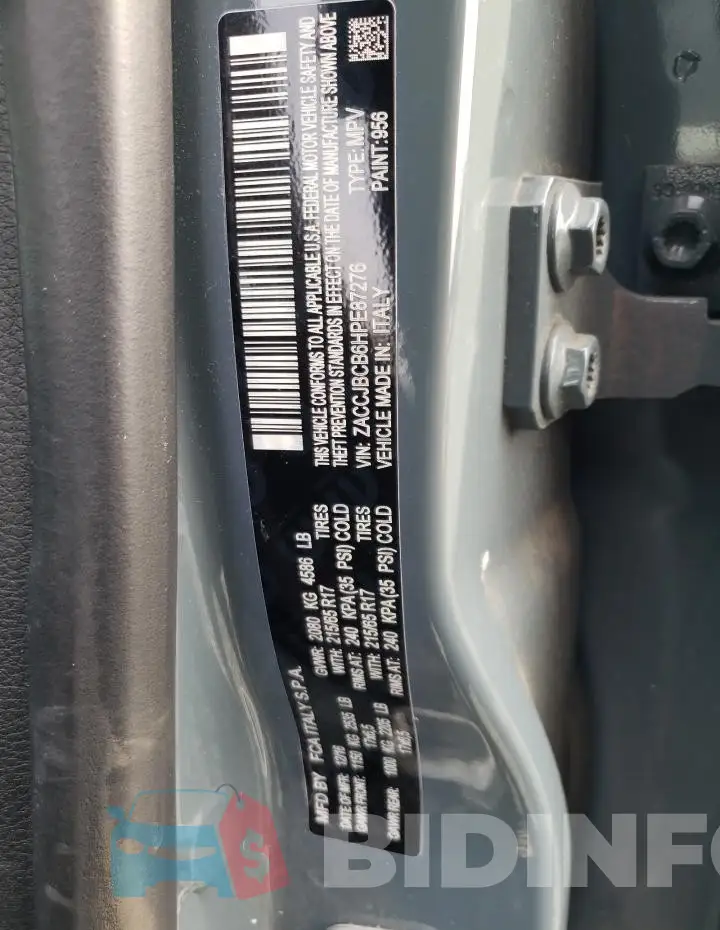 ZACCJBCB6HPE87276 Photo# 14