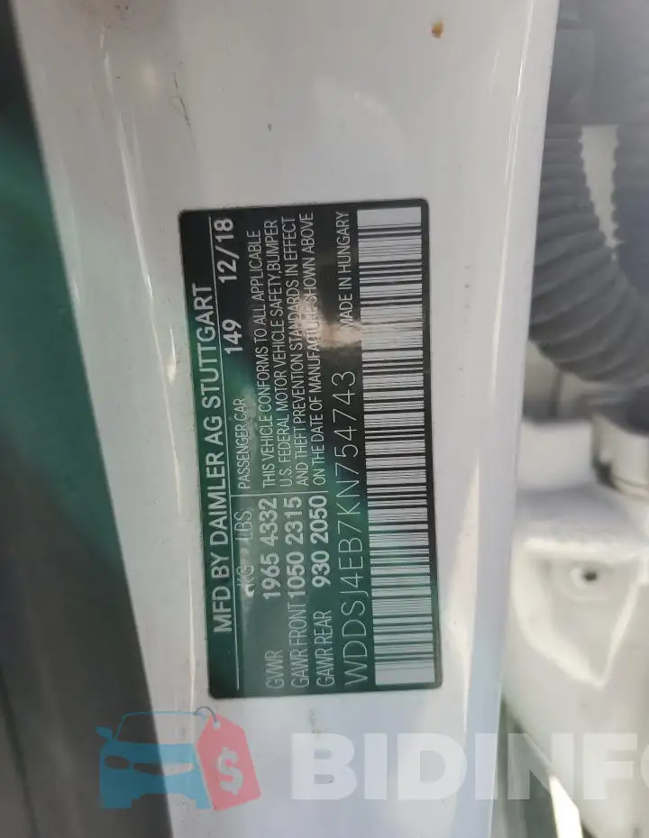 WDDSJ4EB7KN754743 Photo# 12