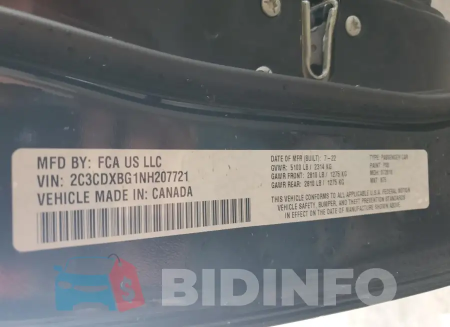 2C3CDXBG1NH207721 Photo# 13