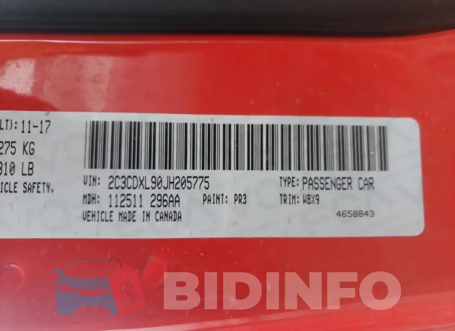 2C3CDXL90JH205775 Photo# 12