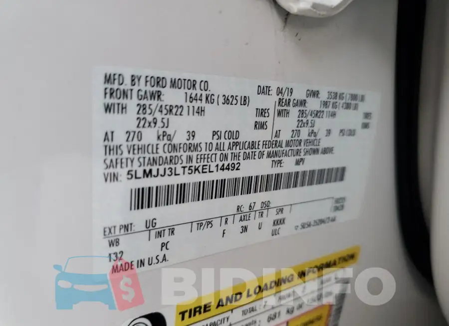 5LMJJ3LT5KEL14492 Photo# 13