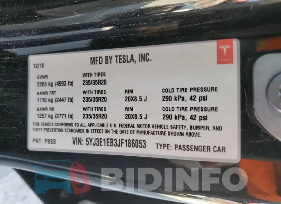 5YJ3E1EB3JF186053 Photo# 13