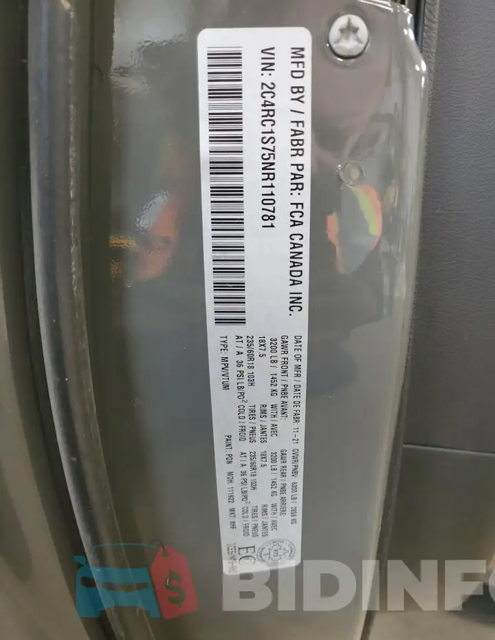 2C4RC1S75NR110781 Photo# 13