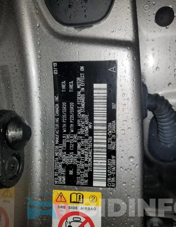 2T2BZMCA4KC192408 Photo# 12