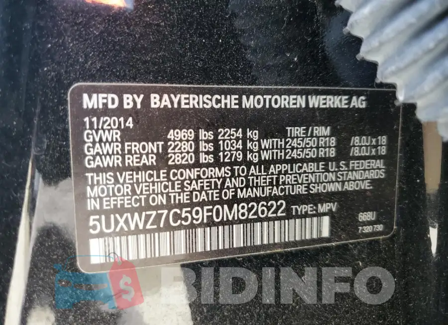 5UXWZ7C59F0M82622 Photo# 13