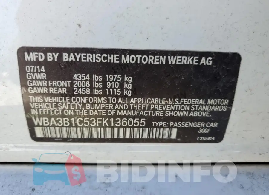 WBA3B1C53FK136055 Photo# 12