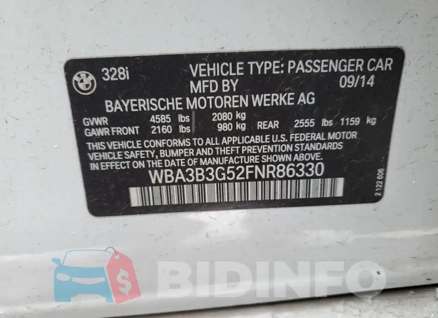 WBA3B3G52FNR86330 Photo# 12
