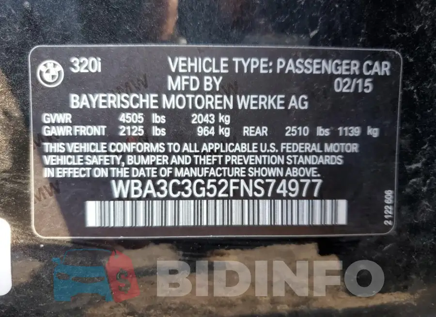 WBA3C3G52FNS74977 Photo# 12