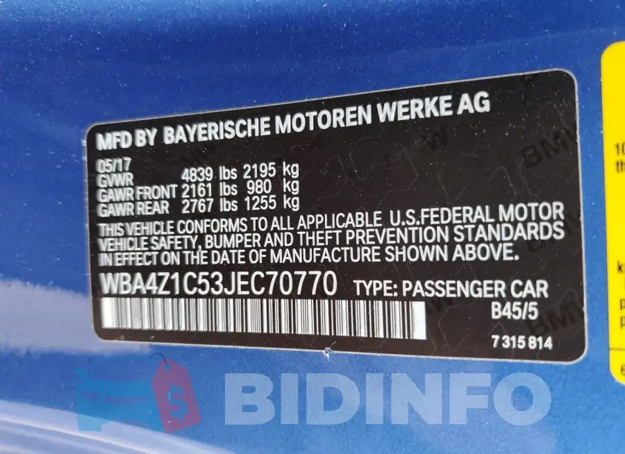 WBA4Z1C53JEC70770 Photo# 13