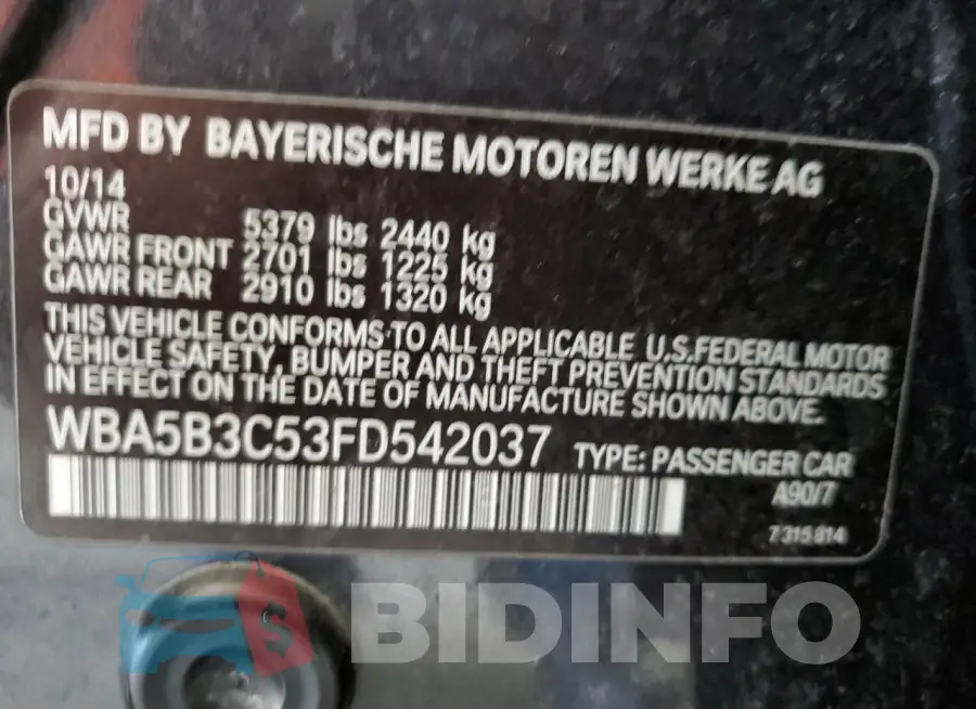 WBA5B3C53FD542037 Photo# 12