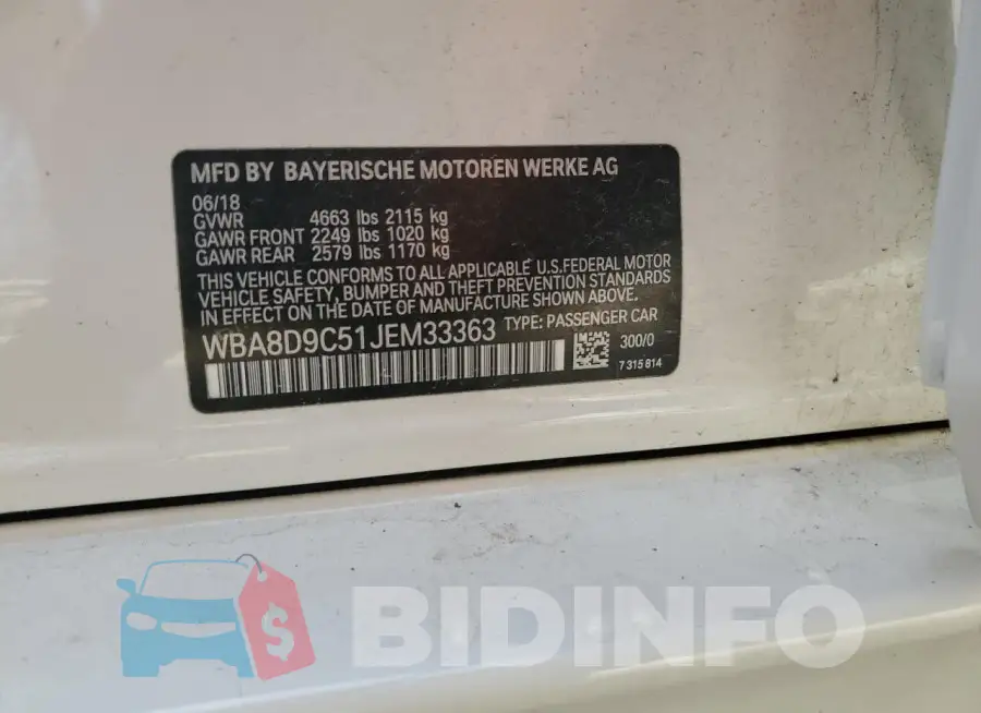 WBA8D9C51JEM33363 Photo# 12