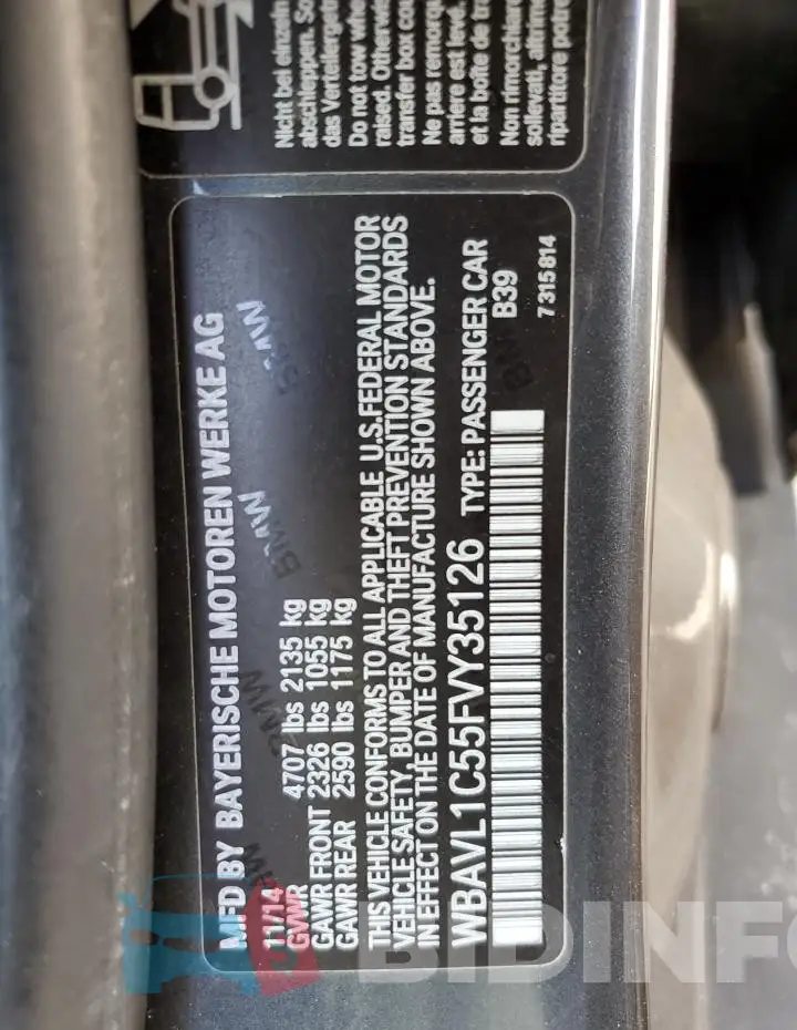 WBAVL1C55FVY35126 Photo# 13