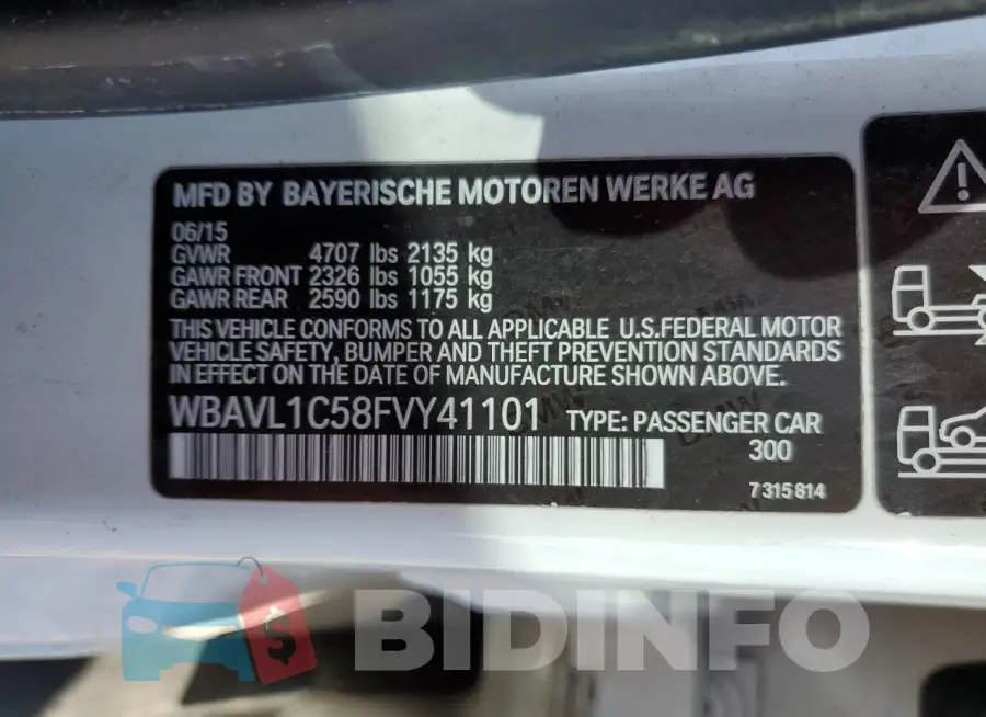 WBAVL1C58FVY41101 Photo# 12