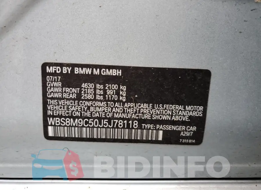 WBS8M9C50J5J78118 Photo# 13