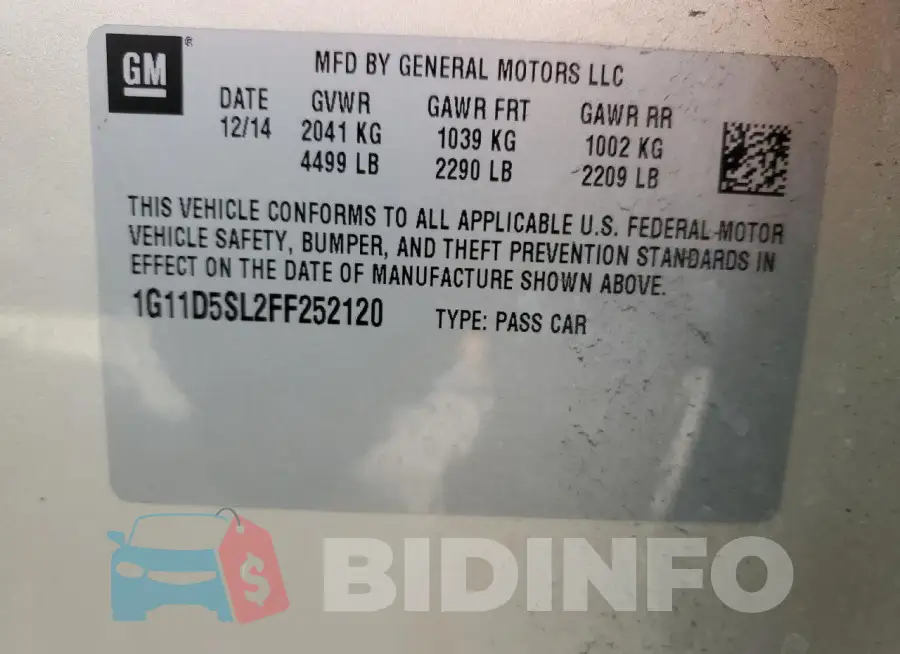 1G11D5SL2FF252120 Photo# 12