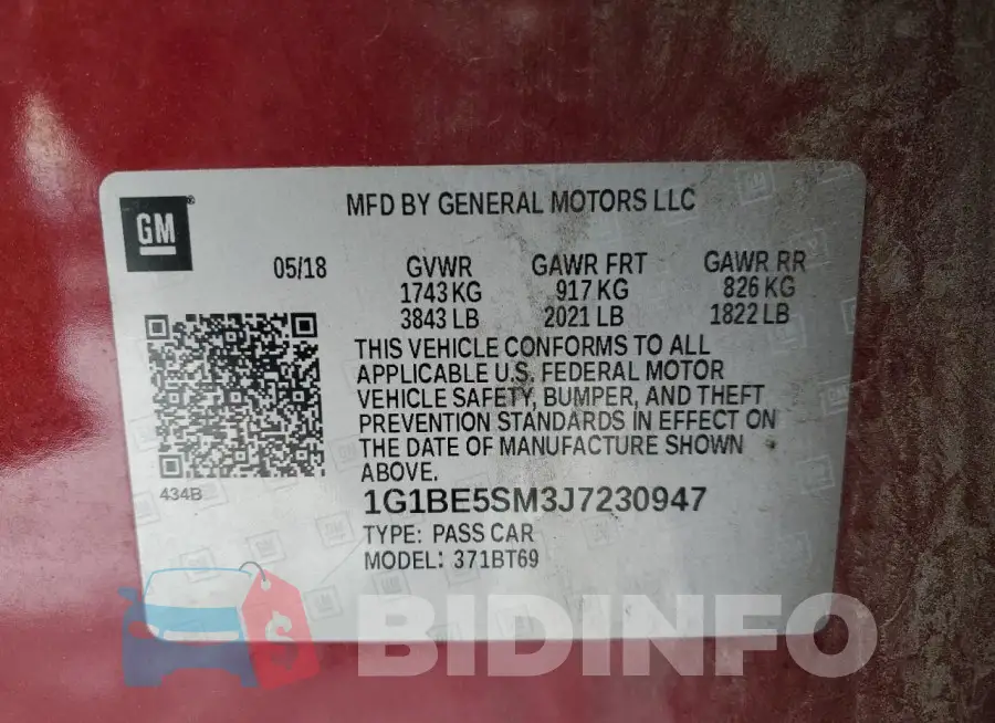1G1BE5SM3J7230947 Photo# 12