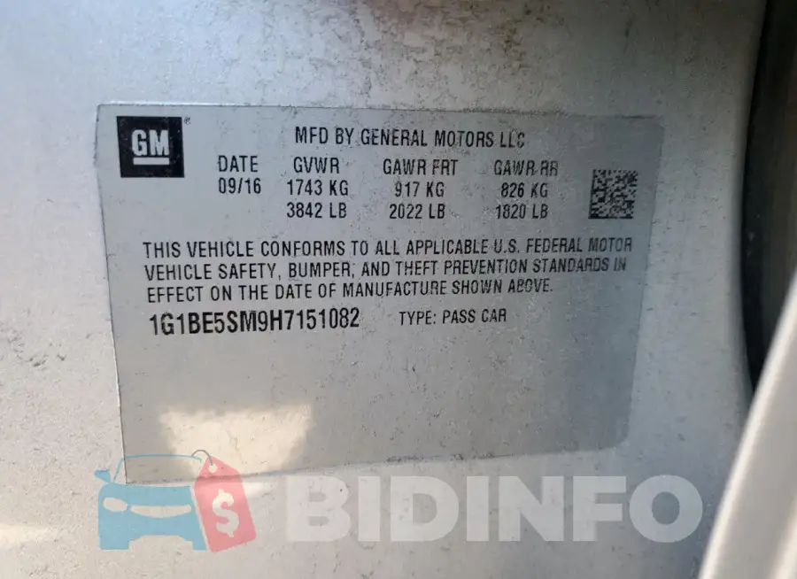 1G1BE5SM9H7151082 Photo# 12