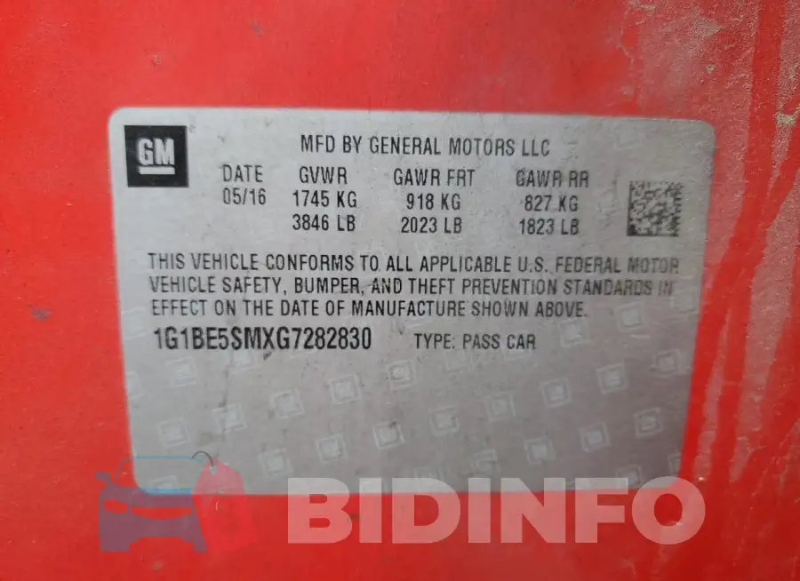 1G1BE5SMXG7282830 Photo# 12