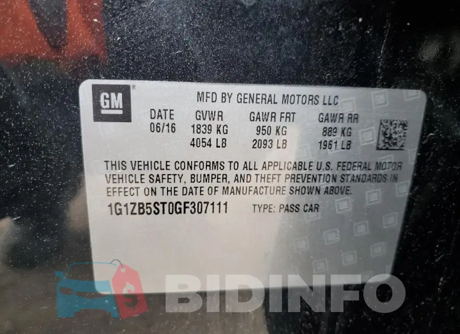 1G1ZB5ST0GF307111 Photo# 12