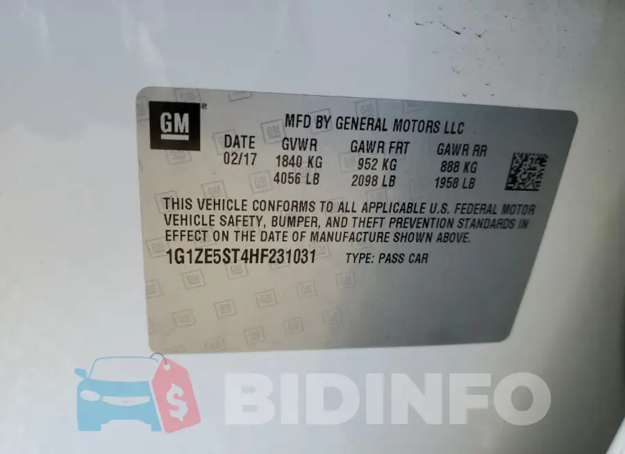 1G1ZE5ST4HF231031 Photo# 12