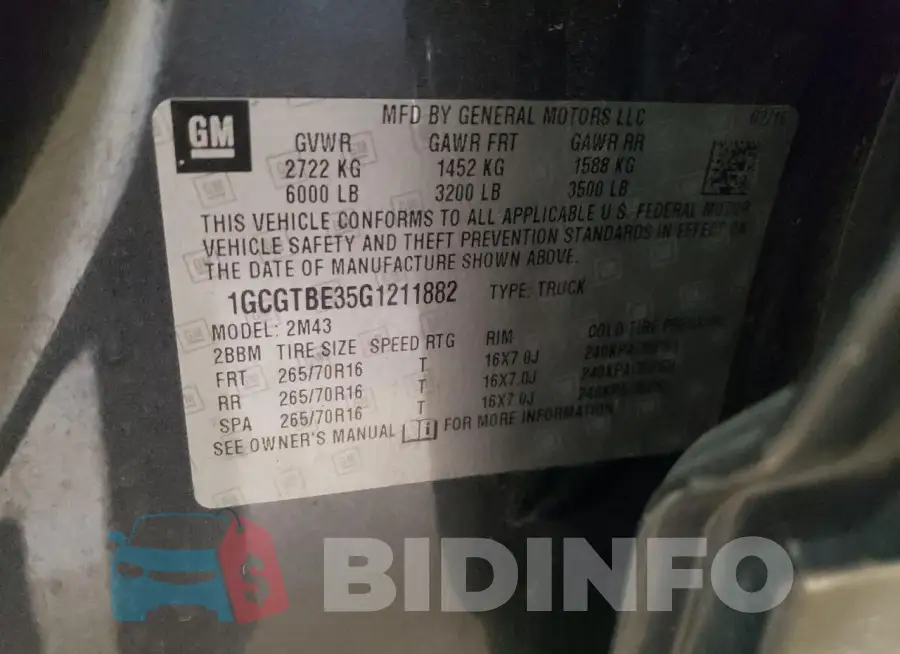 1GCGTBE35G1211882 Photo# 12
