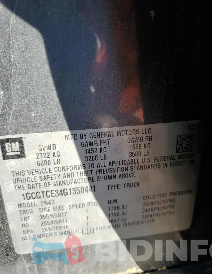 1GCGTCE34G1350441 Photo# 12