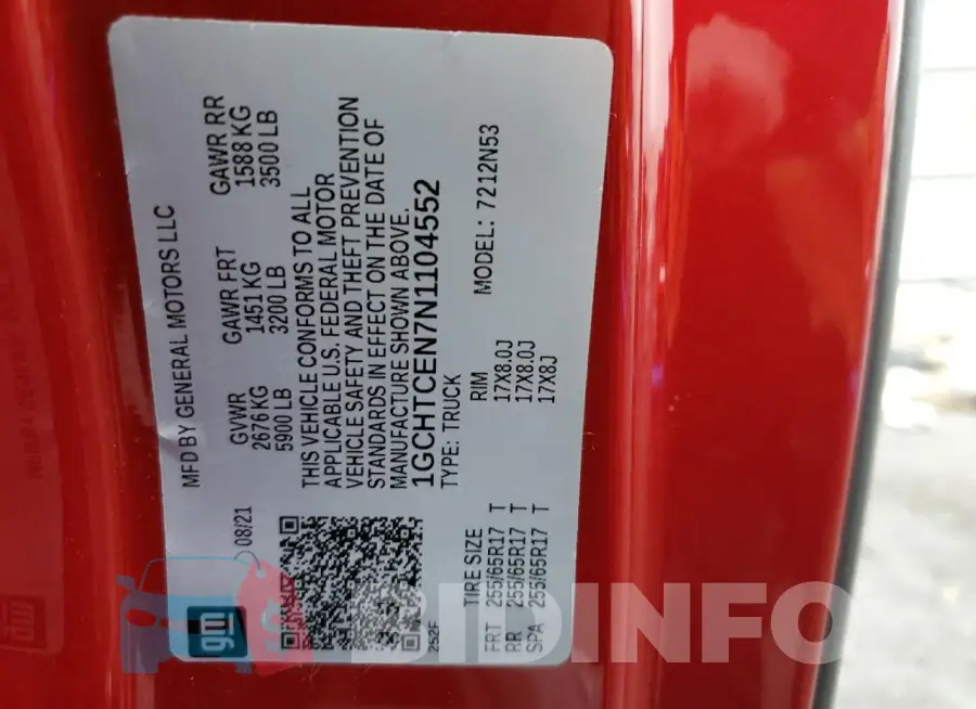1GCHTCEN7N1104552 Photo# 13