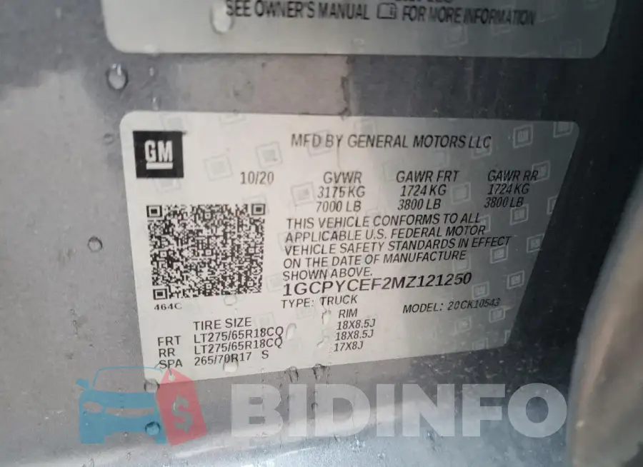1GCPYCEF2MZ121250 Photo# 12