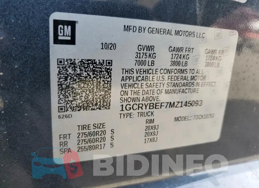 1GCRYBEF7MZ145093 Photo# 13