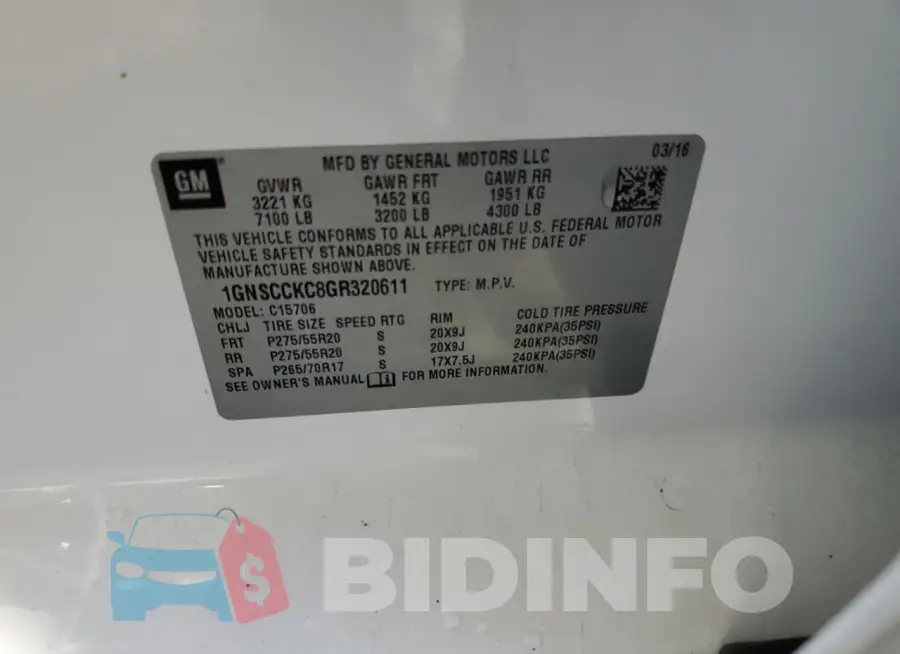 1GNSCCKC8GR320611 Photo# 13