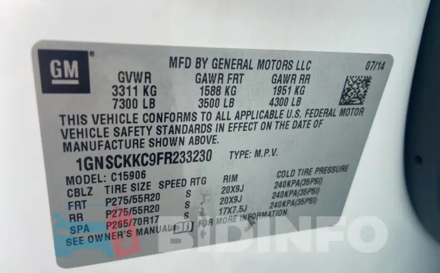 1GNSCKKC9FR233230 Photo# 10