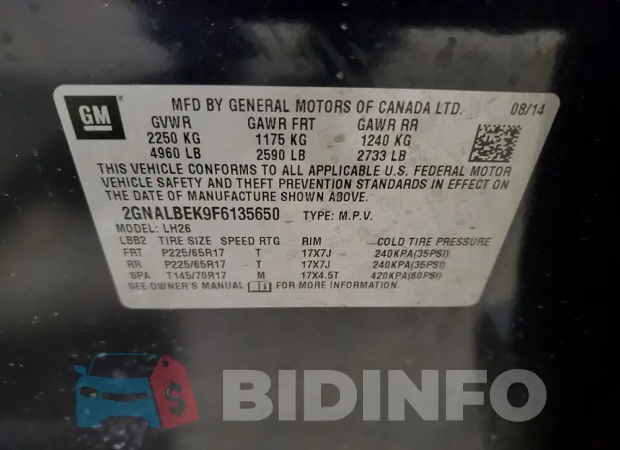 2GNALBEK9F6135650 Photo# 12