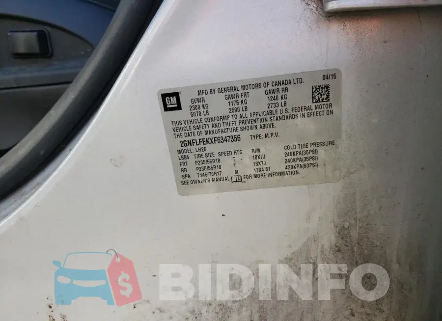 2GNFLFEKXF6347356 Photo# 12