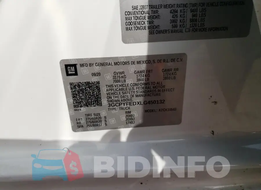 3GCPYFEDXLG450132 Photo# 13
